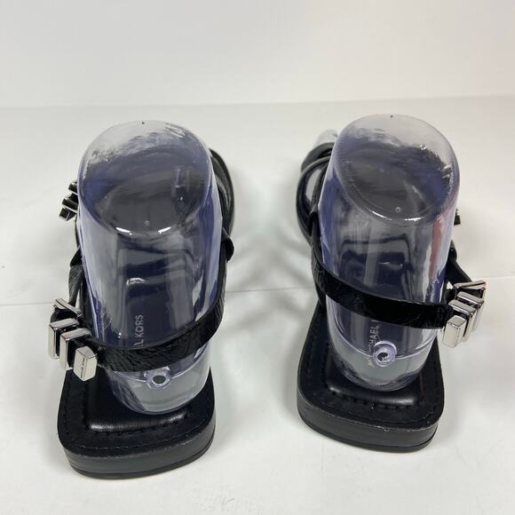 Micheal Kors Darrington Flat Strappy Black Leather Sandals Women's Size 7M - Picture 5 of 10